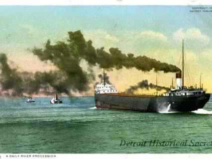 Postcard - Steamer "Greyhound" off for Toledo, Ohio, Detroit, Mich.
