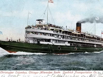 Postcard - S.S. Christopher Columbus. 
Chicago-Milwaukee Route.  Goodrich Transportation Co.