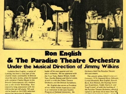 Release, News - Ron English & the Paradise Theatre Orchestra
Under the Direction of Jimmy Wilkins