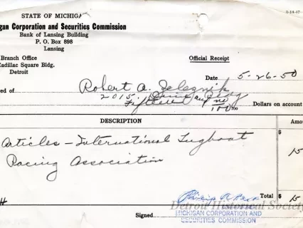 Receipt - State of Michigan
Michigan Corporation and Securities Commission