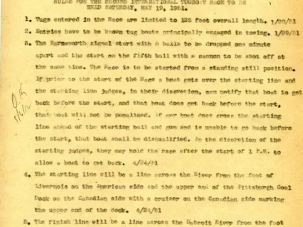 Rules - Rules for the Second International Tugboat Race
to Be Held Saturday, May 19, 1951