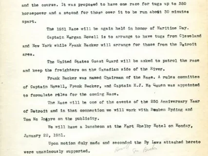 Minutes - Minutes of the Meeting Held Friday, January 5, 1951,
at 2015 Dime Building, Detroit, Michigan