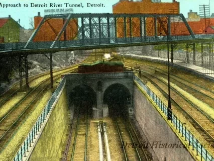 Postcard - Approach to Detroit River Tunnel, Detroit
