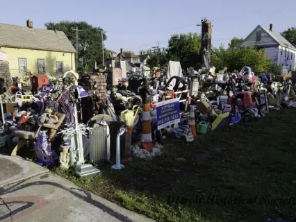 Image, Digital - Heidelberg Project, Pile of toys on the grass, From sidewalk to backyard