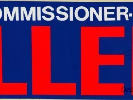 Sticker, Bumper - Re-Elect Commissioner George F. Killeen, Democrat