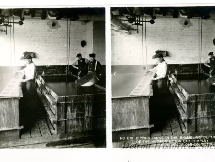 Stereograph - Dipping Tanks In The Enameling Department Of The Hudson Motor Car Company, Hudson Motor Car Co, Detroit, USA