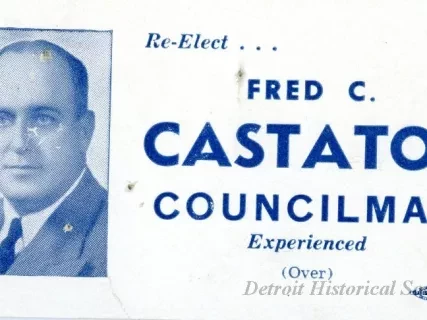Card, Political - Re-Elect... Fred C. Castator