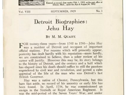 Leaflet - Burton Historical Collection Leaflet, Vol. VIII, No. 1