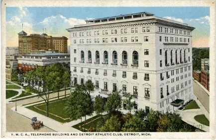 Postcard - Y.M.C.A., Telephone Building, and Detroit Athletic Club, Detroit, Mich.