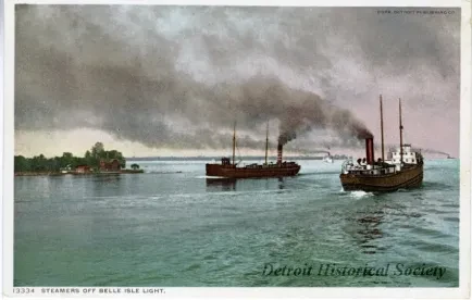 Postcard - Steamers Off Belle Isle Light.
