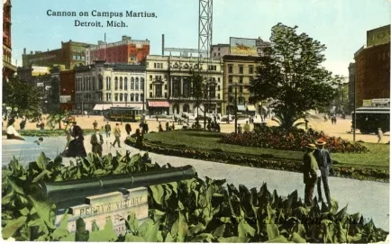 Postcard - Cannon on Campus Martius, Detroit, Mich.