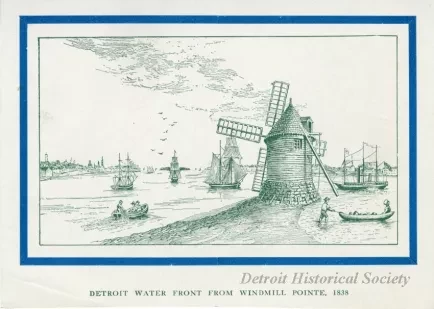 Print - Detroit Water front from Windmill Pointe, 1838