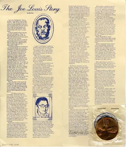 Brochure - Joe Louis Congressional Gold Medal
[bronze reproduction]
