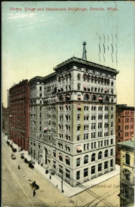 Postcard - Union Trust and Hammond Buildings, Detroit, Mich.