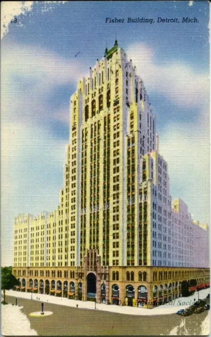 Postcard - Fisher Building, Detroit, Mich.
