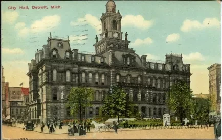 Postcard - City Hall, Detroit, Mich.