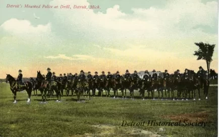 Postcard - Detroit's Mounted Police at Drill, Detroit, Mich.