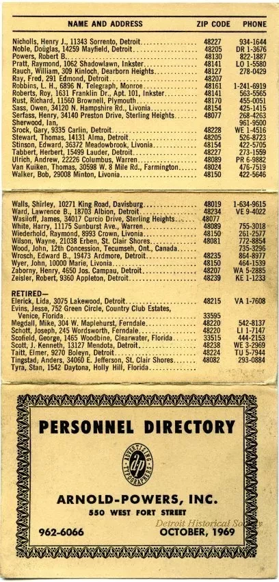 Directory, Telephone - Personnel Directory
Arnold-Powers, Inc.