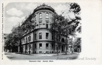 Postcard - Harmonie Hall Detroit Mich.