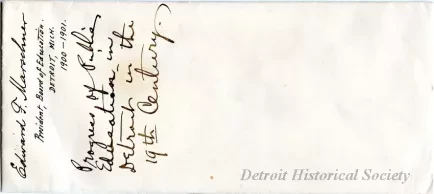 Envelope - Progress of Public Education in Detroit in the 19th Century