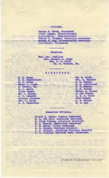 Letter - A Retrospect - Detroit Young Men's Christian Association