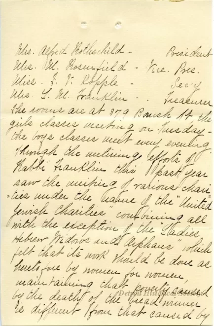 Letter - Hebrew Homes and Charities in Detroit