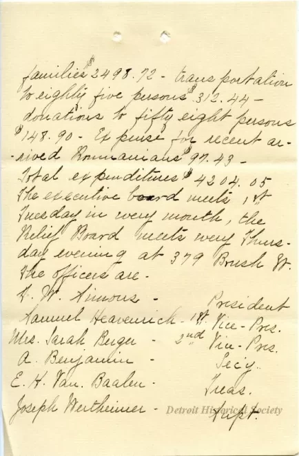 Letter - Hebrew Homes and Charities in Detroit
