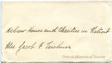 Envelope - Hebrew Homes and Charities in Detroit