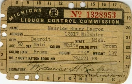 License, Occupational - Michigan Liquor Control Commission, license No. 1328953