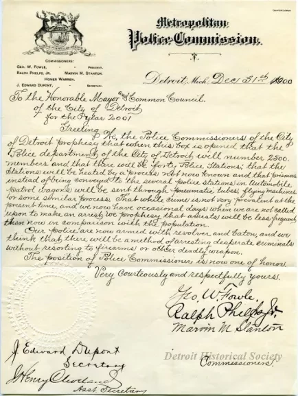 Letter - Metropolitan Police Commission