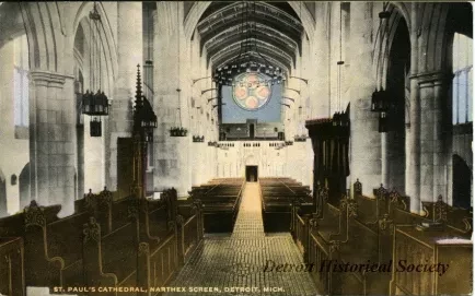 Postcard - St. Paul's Cathedral, Narthex Screen, Detroit, Mich.