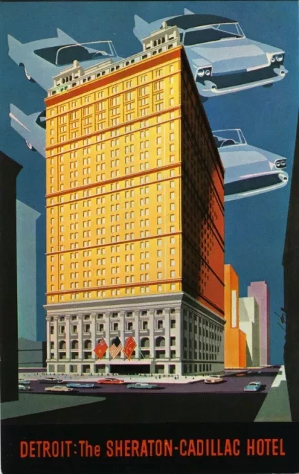 Postcard - Detroit: The Sheraton-Cadillac Hotel