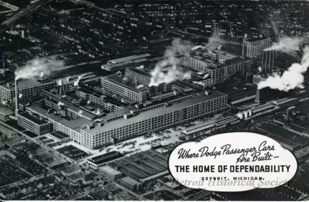 Postcard - Where Dodge Passenger Cars Are Built - The Home of Dependability. Detroit, Michigan.