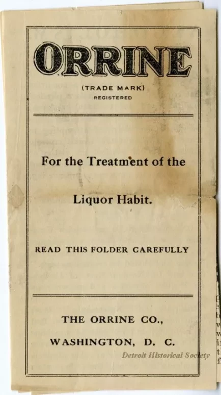 Brochure - Orrine, For the Treatment of the Liquor Habit