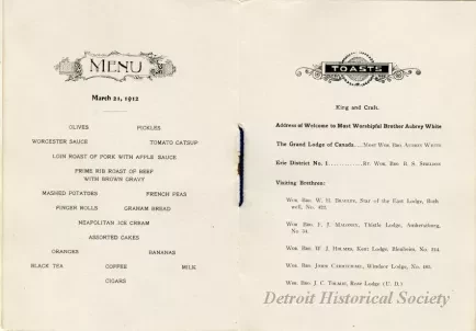 Program - Great Western Lodge No. 47 A.F. & A.M., Lodge of Instruction 1912