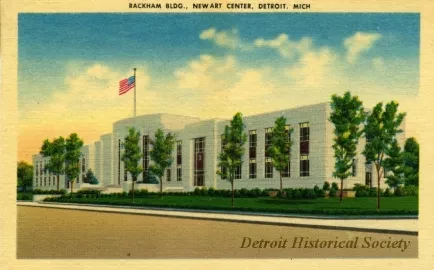 Postcard - Rackham Bldg., New Art Center, Detroit, Mich.