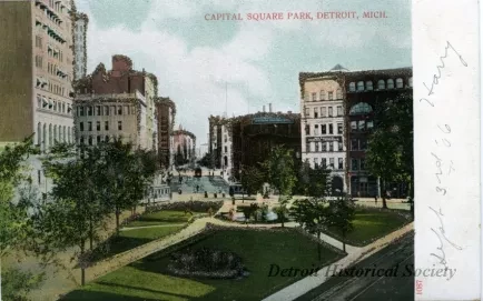 Postcard - Capital Square Park, Detroit, Mich