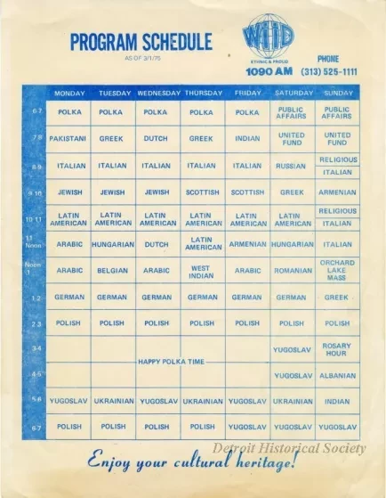 Flyer - Program Schedule as of 3/1/75