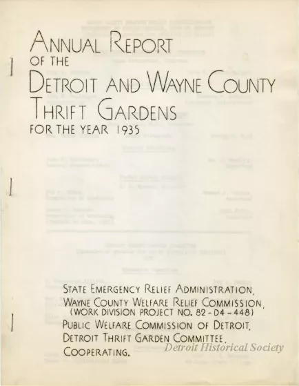 Report, Annual - Annual Report of the Detroit and Wayne County Thrift Gardens for the Year 1935