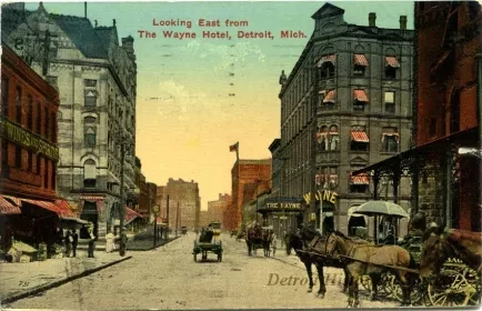 Postcard - Looking East from The Wayne Hotel, Detroit, Mich. - Looking East from the Wayne Hotel, Detroit, Mich.