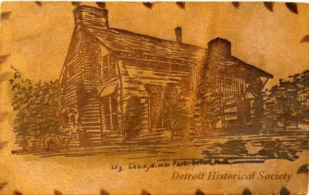 Postcard - Log Cabin, Palmer Park, Detroit, Mich.
