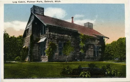 Postcard - Log Cabin, Palmer Park, Detroit, Mich.