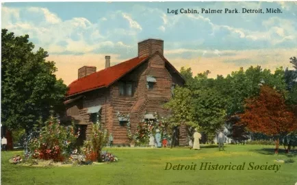 Postcard - Log Cabin, Palmer Park, Detroit, Mich.