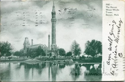 Postcard - The Detroit Water Works Tower, Detroit, Mich.