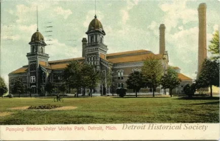 Postcard - Pumping Station Water Works Park, Detroit, Mich.
