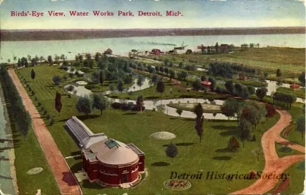 Postcard - Birds'-Eye View, Water Works Park, Detroit, Mich.