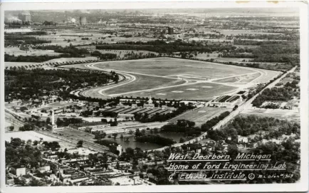 Postcard - West Dearborn, Michigan. Home of Ford Engineering Lab. & Edison Institute.