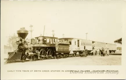 Postcard - Early Type Train at Smith Creek Station in Greenfield Village - Dearborn, Michigan
