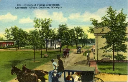 Postcard - Greenfield Village Stagecoach, Greenfield Village, Dearborn, Michigan