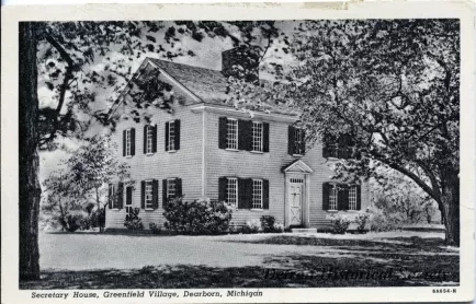 Postcard - Secretary House, Greenfield Village, Dearborn, Michigan
